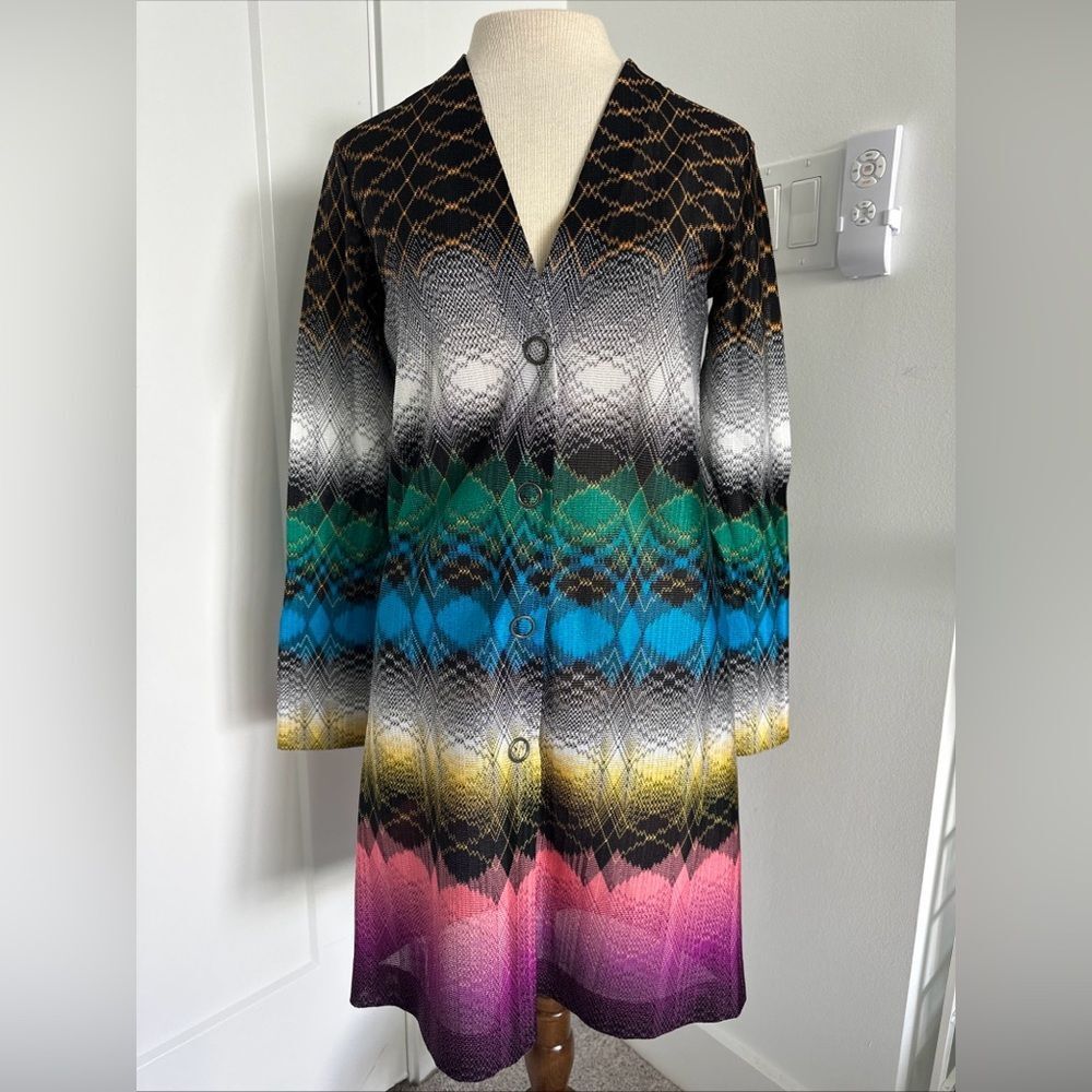 MISSONI Womens Size 38 / 2  Delgrade Knit Long Cardigan Sweater Multi Color